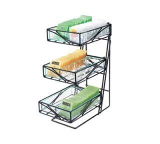 Cal Mil 3 Tier Tea Center w/ Faux Glass Removable Bins & Black Wire Frame
