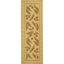 Indoor/ Outdoor Ferns Natural/ Olive Runner (24 X 67) (IvoryPattern FloralMeasures 0.25 inch thickTip We recommend the use of a non skid pad to keep the rug in place on smooth surfaces.All rug sizes are approximate. Due to the difference of monitor colo