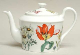 Ceralene Jardin De Fleurs Teapot & Lid, Fine China Dinnerware   Menton/Empire Sh