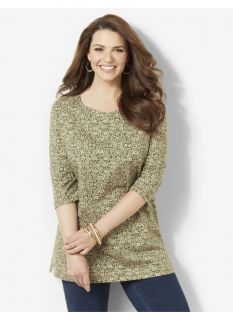 Catherines Plus Size Pop Of Medallion Top   Womens Size 3X, Green