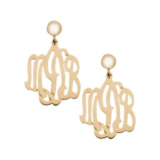 12K Gold Filled Monogram Drop Earrings, Womens