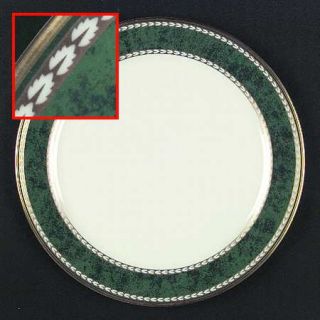 Pickard Sherwood Dinner Plate, Fine China Dinnerware   Green Marble Border ,Ivor