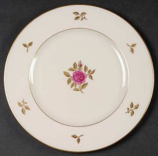 Lenox China Rhodora Luncheon Plate, Fine China Dinnerware   Gold Leaves,Pink Ros