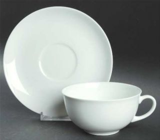 Holiday White Oversized Cup & Saucer Set, Fine China Dinnerware   All White, Cou