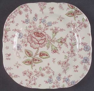 Johnson Brothers Rose Chintz Pink (England 1883 Stamp) Square Salad Plate, Fin