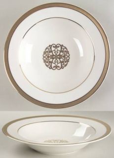 American Atelier Florentine Gold Scroll Large Rim Soup Bowl, Fine China Dinnerwa