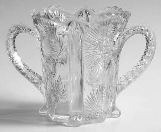 Bryce Panelled Thistle Clear Open Sugar   Pressed Thistle Desgn Pattern Glass