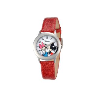 Disney Mickey & Minnie Kids Red Glitter Watch, Girls