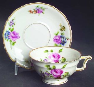 Haviland Chantilly Footed Cup & Saucer Set, Fine China Dinnerware   France, Scal