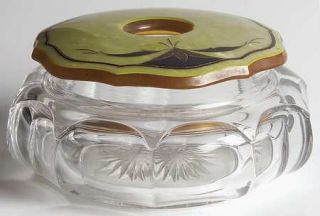 Heisey Colonial Clear (Stem #373/341) Round Hair Receiver with Celluloid Lid   S