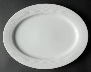 Nikko Orbit 14 Oval Serving Platter, Fine China Dinnerware   All White, Embosse