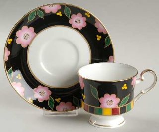 Mikasa Tea Ceremony Onyx Footed Cup & Saucer Set, Fine China Dinnerware   Cathy