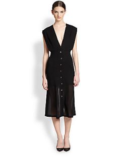 Theyskens Theory Didier Button Front Cutout Dress   Black