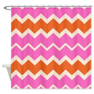  Pink and Orange Chevron Shower Curtain  Use code FREECART at Checkout