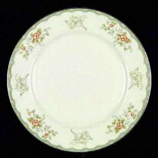 Mikasa Balmore Dinner Plate, Fine China Dinnerware   Green Border,Orange Flowers