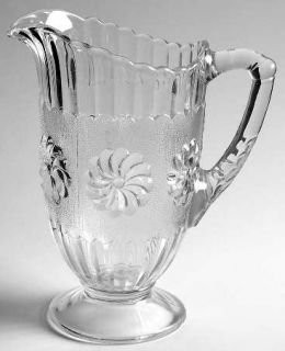 US Glass Roman Rosette Clear 32 Oz Pitcher   Pressed,Swirled Rosette,Textured,Pa