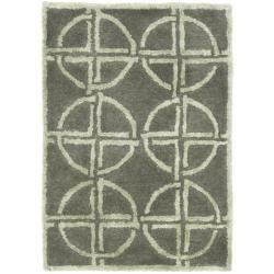 Handmade Soho Eternal Deco Grey/ Green N. Z. Wool Rug (2 X 3)