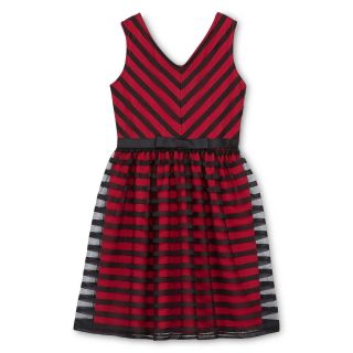 Speechless Striped Mesh Lace Dress   Girls 6 16 and Plus, Red/Black, Girls