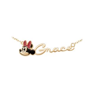 Disney Girls Minnie Mouse Personalized Name Necklace, Yellow, Girls