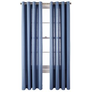 MARTHA STEWART MarthaWindow Tremont Grommet Top Linen/Cotton Curtain Panel, Blue