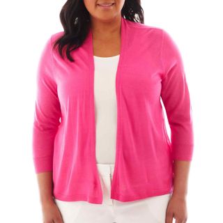 Worthington Open Front Cardigan Sweater   Plus, Pink, Womens