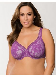 Lane Bryant Plus Size Bold lace full coverage bra     Womens Size 36D, Purple
