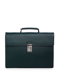 Prada Saffiano Leather Briefcase   Green