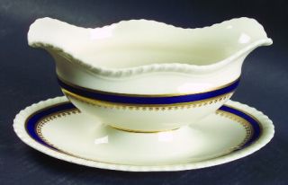 Lenox China Georgian Blue Gravy Boat with Attached Underplate, Fine China Dinner