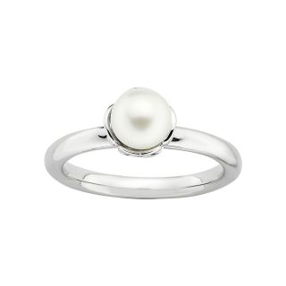 Cultured Freshwater Pearl Ring Sterling Silver, White, Womens