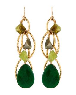 Green Onyx & Garnet Dangle Earrings