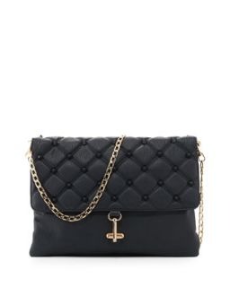 Empress Stud Quilted Faux Leather Clutch, Marine