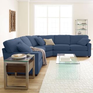 Possibilities Sharkfin Arm 3 pc. Loveseat Sectional, Sapphire (Blue)