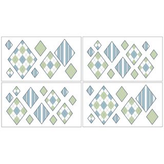 Sweet Jojo Designs Blue And Green Argyle Wall Decal Sheets (set Of 4) (PaperStyle ArgyleDimensions 18 inches long x 10 inches wide, eachNOTE These decals are intended for standard flat wall finishes and may not adhere completely to a textured wall. Ple