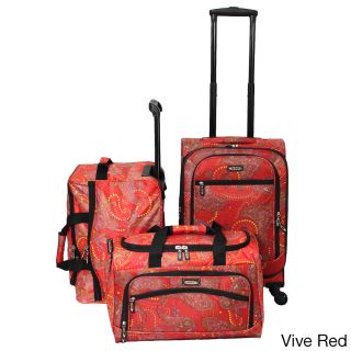 Weekender Paisley 3 piece Lightweight Spinner Upright Wheel Duffle And Shoulder Tote Luggage Set