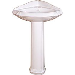Ceramic 24.75 inch White Corner Pedestal Sink (White4 inch spreadModel number RE1717W )