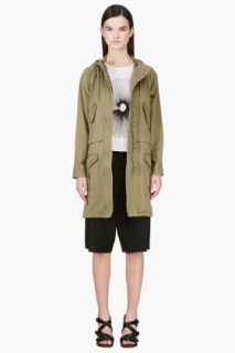 Marc By Marc Jacobs Khaki Green Hooded Coat