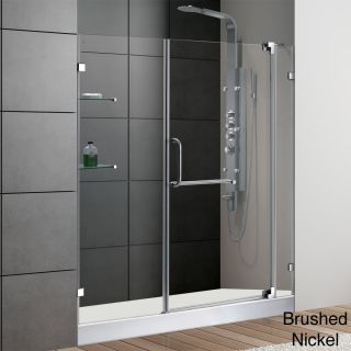 Vigo 60 inch Frameless Shower Door 0.375 inch Clear Glass With White Base (WhiteDoor size 71.25 inches high x 28.75 inches wideDoor height 72 inchesFixed panel size 72 inches high x 7.875 inches wideSide panel size 72 inches high x 24 inches wideBase 
