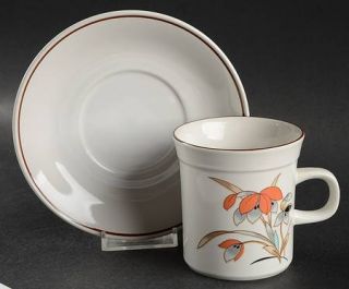 Royal Prestige Shogun Flat Cup & Saucer Set, Fine China Dinnerware   Floral Cent