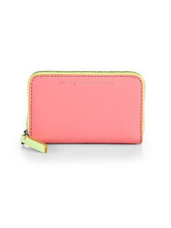 Marc by Marc Jacobs Sophisticato Bicolor Leather Zip Card Case   Coral