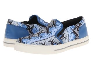 Just Cavalli Python Striped Printed Canvas Slip On Sneaker Mens Slip on Shoes (Blue)