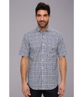 Nautica S/S Wrinkle Resistant Dobby Plaid Shirt Mens Short Sleeve Button Up (Gray)