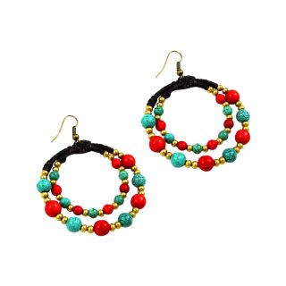 Double Loop Rope Earrings, Red