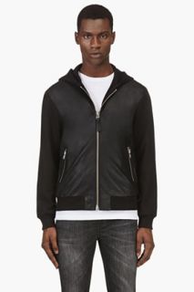 Mackage Black Leather And Jersey Elvin Jacket