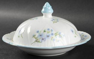 Shelley Blue Rock (Dainty Shape) Round Covered Butter, Fine China Dinnerware   F