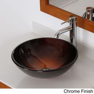 Elite Modern Design Tempered Glass Bathroom Vessel Sink With Faucet Combo