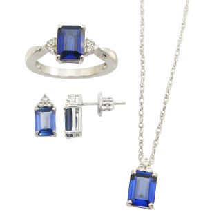Lab Created Blue & White Sapphire 3 pc. Octagon Jewelry Set, Womens