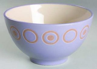 Pier 1 Cosmos Coupe Cereal Bowl, Fine China Dinnerware   Lavender Rim,Tan Circle