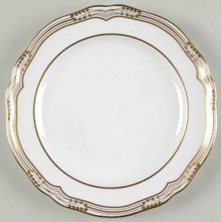 Spode Sheffield Salad Plate, Fine China Dinnerware   White Body, Gold Lines&Verg