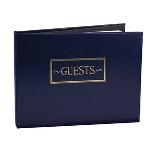 Navy Small Guest Book (Navy/goldCapacity 64 pagesDimensions 7.5 inches wide x 5.75 inches highMaterials Card stock Quantity One (1) guest bookSuggested uses All occasion Model 38932 )