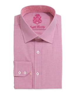 Houndstooth Poplin Dress Shirt, Pink